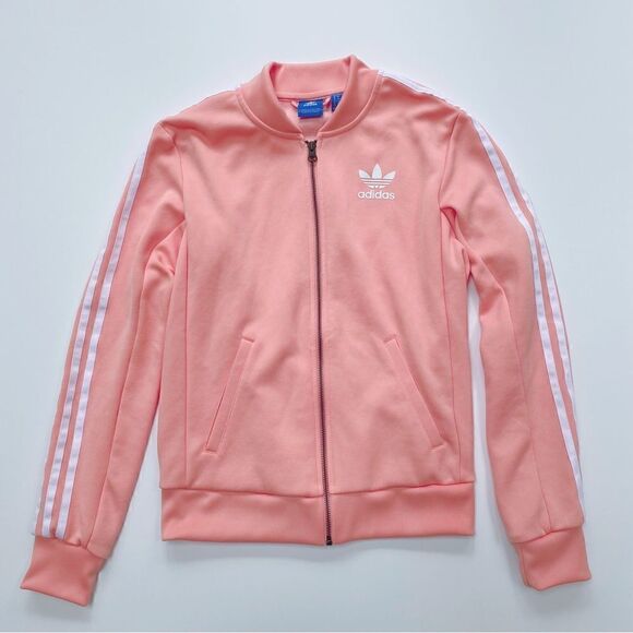 Adidas Originals Women’s Zip Up Track Jacket Light Peach Pink White 0 - Picture 9 of 12